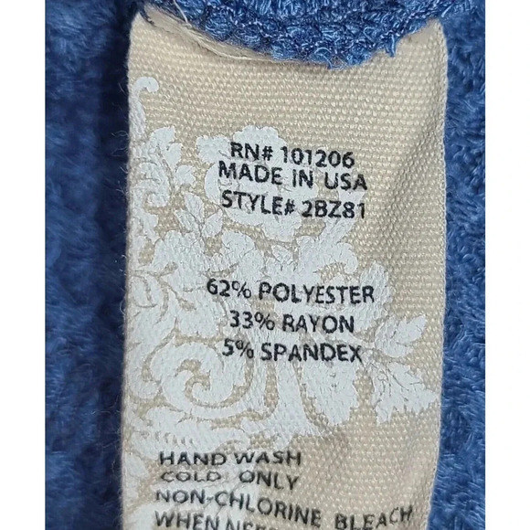 Soft Surroundings Waverly Waffle Weave Tee Top Women's Large Blue Keyhole Back - Picture 5 of 5